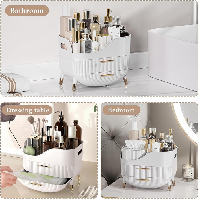 Органайзер для макіяжу Kousee з шухлядами, органайзер для догляду за шкірою для туалетного столика, коробка для зберігання з ручкою, велика вітрина для косметики для комода, стільниця для ванної кімнати кольору м&39ятно-зеленого