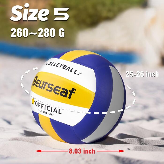 Волейбольні м&39ячі, пляжний волейбол з м&39яким дотиком, спортивні волейбольні м&39ячі, офіційний розмір 5, волейбольні м&39ячі для приміщень та вулиці, синьо-жовті