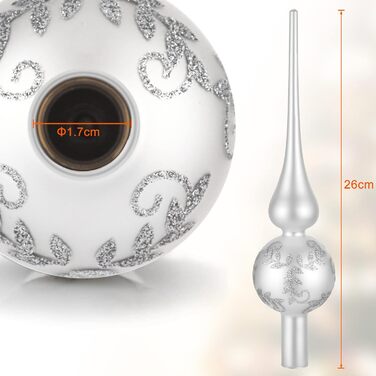 Скляна новорічна верхівка для ялинки сріблясто-біла UNOLIGA