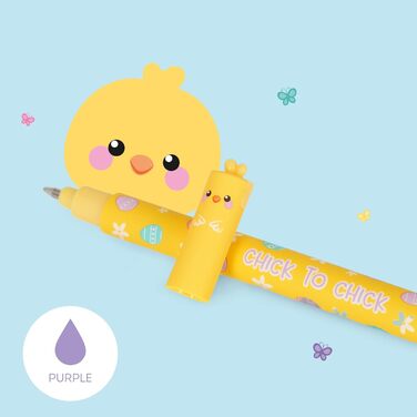 Набір із 2 гелевих ручок, що стираються, пасхальний випуск, ручки зі стираним чорнилом, рожевий, фіолетовий, ручка, що стирається, стирається без використання паперу, наконечник 0,7 мм, HOPPY EASTER