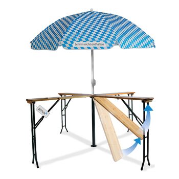Комплект пивного намету BITUXX, комплект фестивального намету, пивний стіл, хрестовий стіл, стоячий стіл, Quattro, складаний, хрестоподібної форми, 241 см з підставкою для парасольки