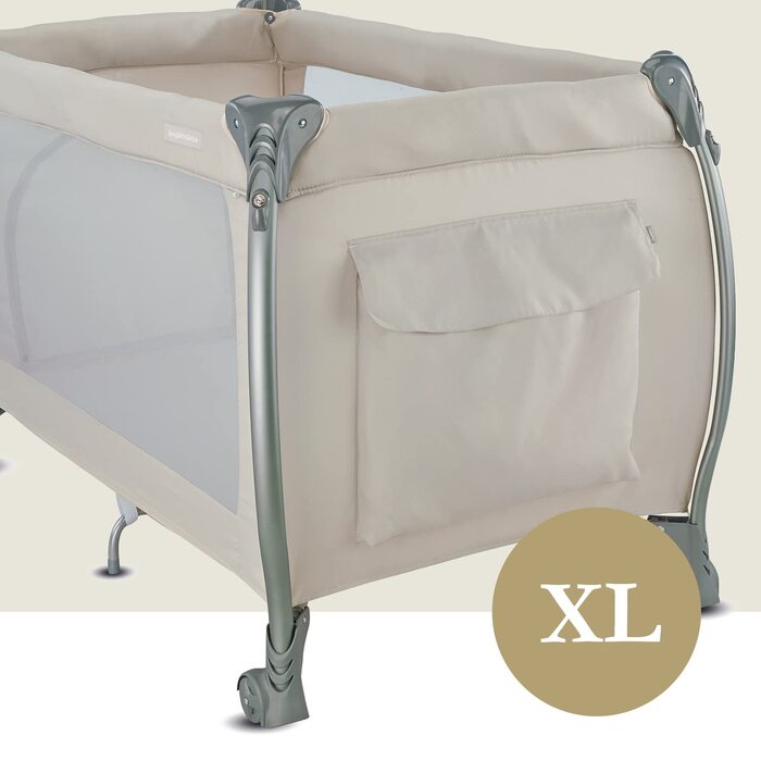 Дорожнє ліжечко Inglesina Lodge, сірий колір, сучасний дизайн, подвійна висота, зручне та портативне, захист від комах, багатофункціональне