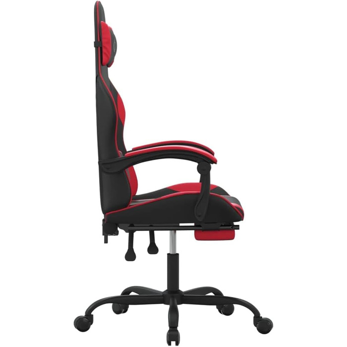 Геймерське крісло з підставкою для ніг, чорно-червона штучна шкіра, регульована спинка та висота, поворот на 360 градусів, міцний металевий каркас, довговічна штучна шкіра, ергономічний дизайн, 36,5 x 42 см (Ш x Г), червоно-білий