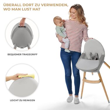 Стільчик для годування Kinderkraft FINI2 2 в 1, стільчик для годування, дитячий стільчик, комбінований стільчик для годування, дер