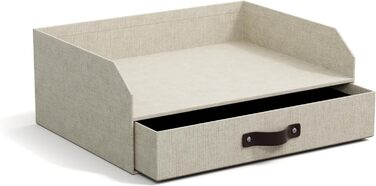 Лоток для листів BIGSO Walter з вбудованою шухлядою практичне місце для зберігання листів, документів тощо система організації з ДВП з папером, що імітує лляну тканину бежевий