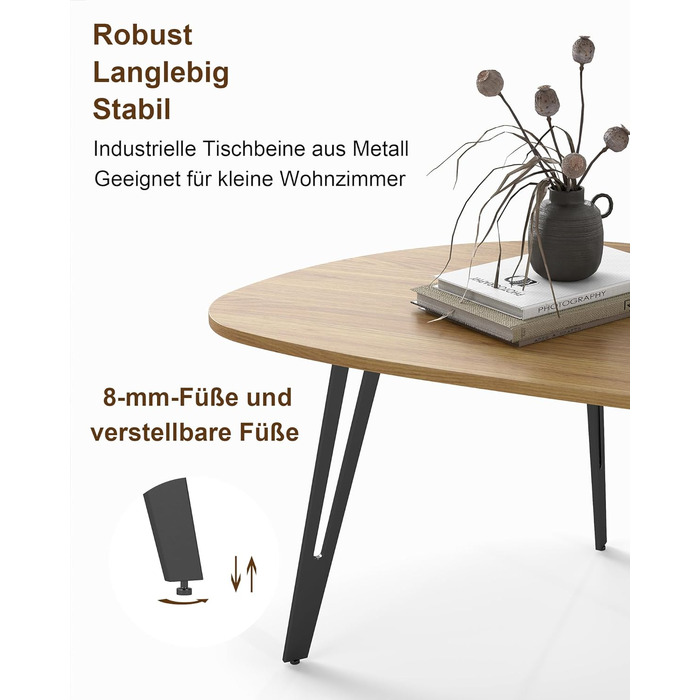 Сучасний овальний дерев&39яний журнальний столик Manora, невеликий столик для вітальні, столик-диван, компактний та стильний (світлий дуб)