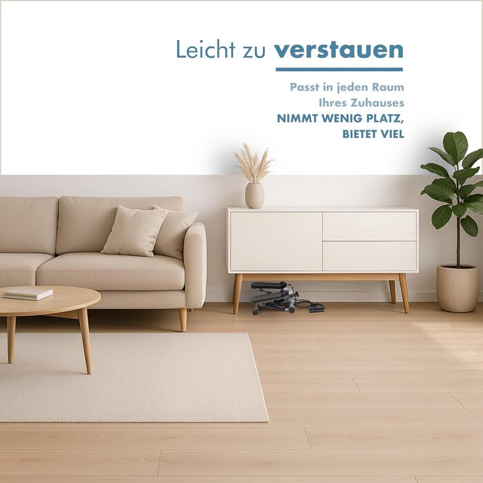 Міні-степер PORTENTUM для домашнього використання з еспандерами та РК-дисплеєм, 5 функцій Stairmaster 3-в-1 для ніг та рук Регульована інтенсивність Фітнес-пристрій для сходів, компактно зберігається