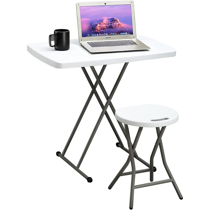Складаний стіл Невеликий кемпінговий стіл Складаний стіл 2,5 фута/76x50 см Портативний садовий стіл Балконний стіл Складаний стіл Обідній стіл для кухні Барбекю Кейтеринг Вечірка, Білий стіл 76 см * 50 см