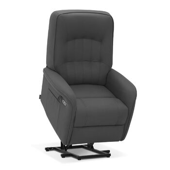Крісло для телевізора M MCombo з електричним підйомником, 2 двигуни, з масажем та підігрівом, реклайнер з функцією лежання до 160, подушка сидіння з повного пінополіуретану 35D 7584 (мікрофібра, сірий)