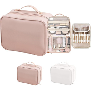 Косметичка, сумка для макіяжу Косметичка для подорожей, водонепроникна косметичка з PU шкіри з відділеннями, портативна косметичка