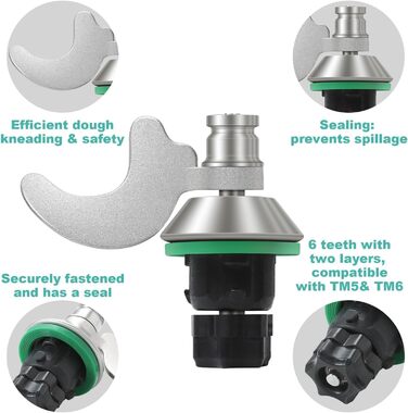 Ніж для тіста Inwee для Thermomix, змінні аксесуари для ножа блендера, що підходять для Thermomix TM6, TM5, TMF, ніж тістоміса з нержавіючої сталі, без залишків тіста та забруднення брудом, швидке очищення ножа для тіста TM5 і TM6