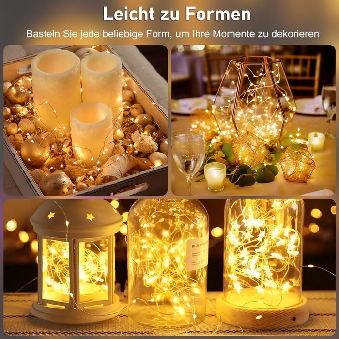 Акумулятор казкових вогнів DBFAIRY, 2x10M 100 світлодіодних казкових вогнів з пультом дистанційного керування 8 режимів і таймером