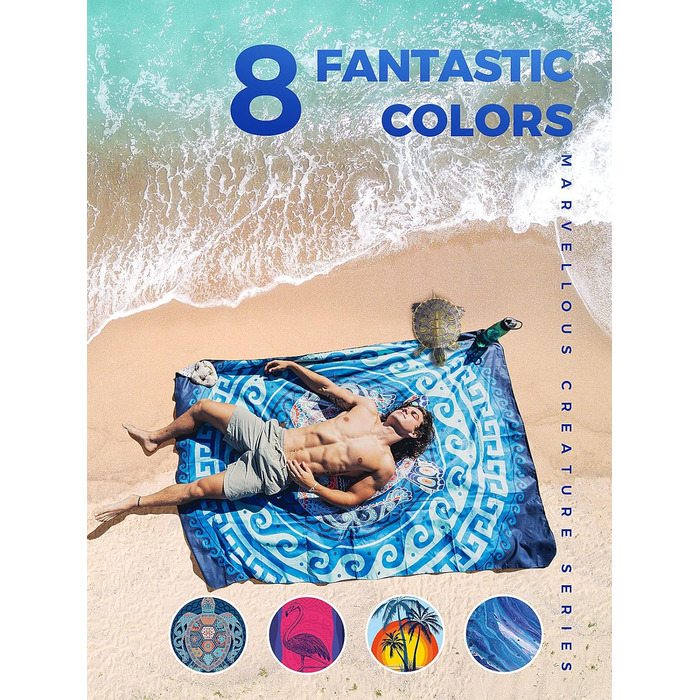 Пляжний рушник з мікрофібри OCOOPA, швидковисихаючий, великий 200x145 см, суперпоглинаючий, без піску, для чоловіків та жінок XL-2