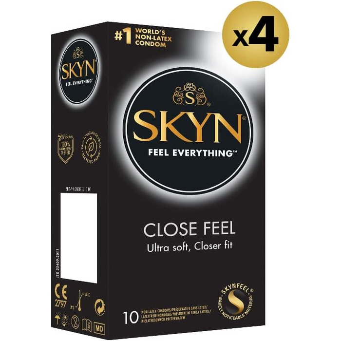 Презервативи SKYN Close Feel 40 шт. / Презервативи без латексу Skynfeel для чоловіків, Gossamer Feeling, маленька окружність, коробка для презервативів Extra Soft, чутливі, презервативи шириною 51 мм