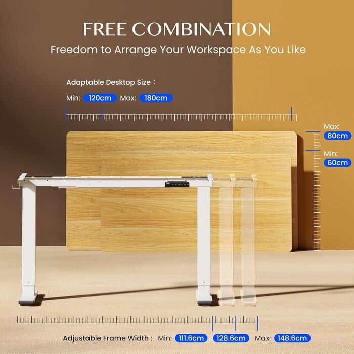 Каркас столу FLEXISPOT з регулюванням висоти, електричні ніжки столу з 2 двигунами, світлодіодним індикатором висоти та 4 функціями пам&39яті, включаючи 2 гачки та органайзер для кабелів, білий. Каркас столу E1 PRO нова версія, елегантний білий.