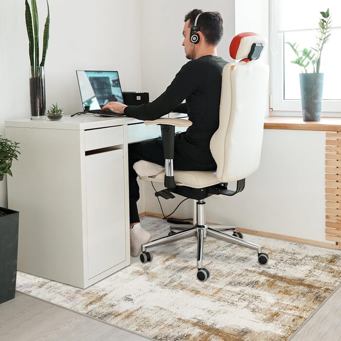 Захисний килимок Famibay для офісних стільців 90x120 см, килимок для домашнього офісу, бежево-коричневий, стійкий до подряпин, килимок для стільців на стільці для твердих підлог, паркет, вінілові підлоги високої щільності, нековзний, миється, бежево-корич