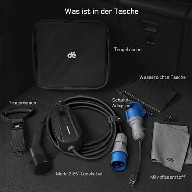 Зарядний кабель тип 2 CEE штекер 7.4кВт 1-фазний6м6-32А з регульованою потужністю зарядки, зарядний пристрій для електромобілів та