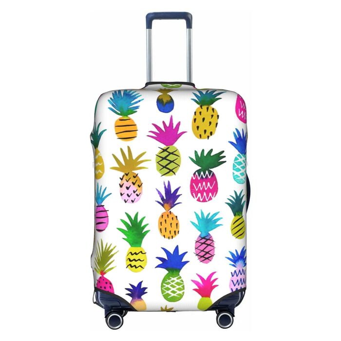 Чохол для валізи BREAUX з яскравим принтом ананасів, унікальний двосторонній дизайн, білий колір, розмір XL