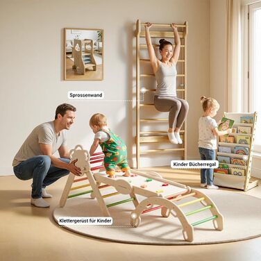 Дерев&39яні шведські стінки COSYLAND з турніком, стінка для скелелазіння для дітей та дорослих, гімнастична стінка для дитячих кімнат та фітнесу, кріплення до дверної рами, колір натурального дерева