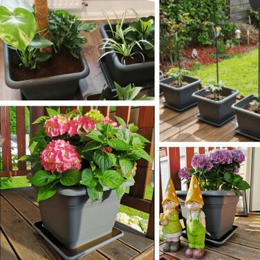 Набір із 2 великих садових горщиків 40x40 см, 46 літрів, антрацитовий, великий квітковий горщик для патіо та саду, міцний квітковий горщик, зроблено в ЄС, 2friends