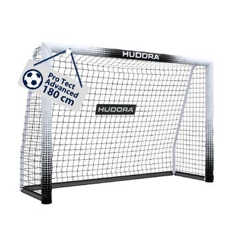 Футбольні ворота HUDORA Pro Tect Advanced Вуличні футбольні ворота з сіткою та всепогодним чохлом для дітей/дорослих Легке складання в саду Стінка воріт із застібками-блискавками та липучками, білі, 180 x 120 см