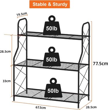 Металева підставка для рослин Bomblap, 3-рівнева підставка для рослин, тримач для квіткових горщиків для зовнішнього використання, балкону, саду, багатофункціональна підставка для квітів великої місткості, чорна