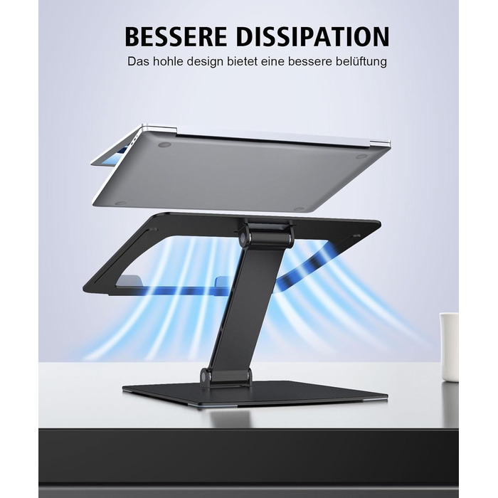 Підставка для ноутбука Glangeh регульована по висоті, ергономічна, портативна. Складана алюмінієва підставка для ноутбука та книг, сумісна з MacBook Air Pro (1016 дюймів), чорного кольору.