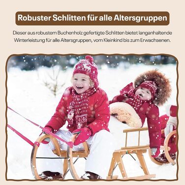 Найкраще для дітей - Дерев'яні санки санки з рогу 120 см зі спинкою санки з рогу санки для дітей з дерева дитячі санки з дерева ід
