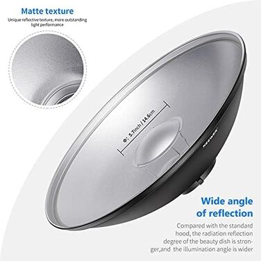 Набір рефлекторів NEEWER 55 см Metal Beauty Dish Bowens з білим розсіювачем, стільниковою сіткою для стробоскопічного відеосвітла Сумісний з Godox AD600 NEEWER CB60 Q4 Vision 4 S101 Series, NK-NARC22