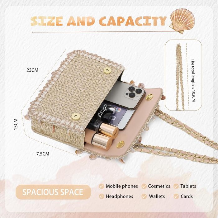 Літня пляжна сумка-тоут для жінок, плетена сумка для відпочинку з маленьким ланцюжковим клатчем, колір хакі