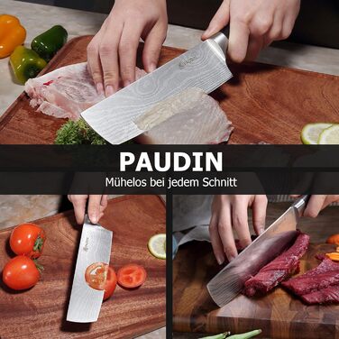 Японський ніж PAUDIN, довжина леза 17 см Ніж Нарікі Ніж для нарізання Ніж для нарізання Кухарський ніж з високоякісної нержавіючої