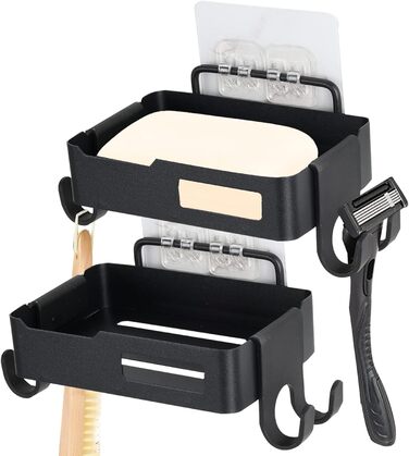 Мильниця Тримач для мила для душу, Настінний тримач для мила з 4 гачками (2 шт.), Самоклеюча мильниця без свердління, Тримач для м