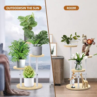 Полиця для рослин, підставка для квітів, 3-рівнева полиця для квітів, підставка для рослин, квіткові сходи для кута кімнати, вітальні, балкона, тераси, вікна, саду, двору, висота 53,5 см - металева біла, 3 яруси білого кольору