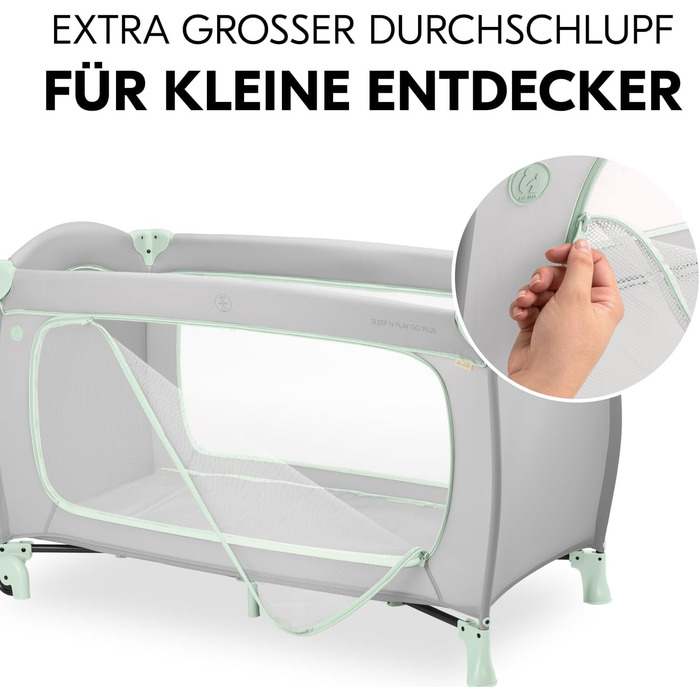 Дорожнє ліжечко Hauck Sleep N Play Go Plus, Dusty Mint - Дитяче дорожнє ліжечко з колесами, сумкою для перенесення, складною основою та великою ігровою зоною - Від народження до 15 кг - Компактне та складане