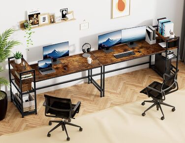 Письмовий стіл HOMIDEC, комп'ютерний стіл з книжковою полицею, навчальний комп'ютерний стіл для ноутбука з 4-х ярусними полицями д