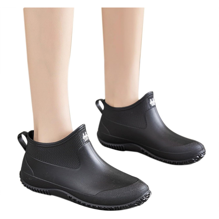 Чоловічі гумові чоботи до середини литки, жіночі водонепроникні чоботи челсі, унісекс гумове робоче взуття, ботильйони великого розміру, гумові чоботи, чоботи без шнурівки, дихаюче водне взуття, розмір 45 EU, чорні