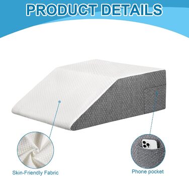 Венозна подушка Alyvisun від болю в колінах, стегнах, спині та шиї, клиноподібна подушка з піни 25D для підтримки післяопераційного відновлення, сну, відпочинку та кровообігу
