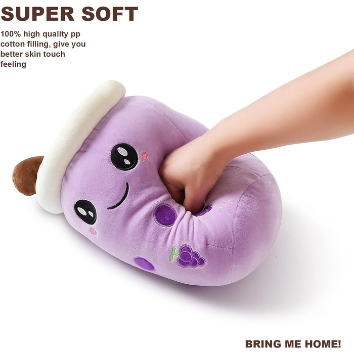 Плюшева іграшка Shownicer Boba Tea, каваї, м&39яка тварина з бульбашкового чаю, плюшева іграшка-подушка, подушка для ляльки у формі чашки молочного чаю, мила іграшка-подарунок для дітей, дівчаток, хлопчиків, фіолетовий виноград, 24 см