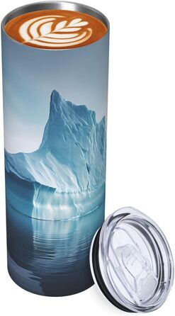 Кухоль з прямою трубочкою, дизайн айсберга, дорожній кухоль з принтом, підходить для кемпінгу, офісу та дому, 590 мл