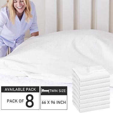 Предметний комплект постільної білизни/простирадл/домашніх рушників 168x244 - Плоске простирадло з мікрофібри, надзвичайно м&39яке, біле, прості класичні готельні простирадла без гумки, плоске простирадло, домашній рушник, білий 2, 8-