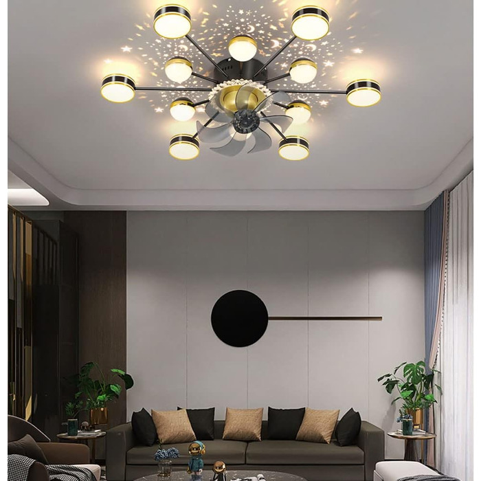 Вт світлодіодний стельовий світильник з регулюванням яскравості, стельовий вентилятор зі світлодіодним підсвічуванням, регульовано