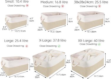 Набір із 3 великих кошиків для зберігання Mangata, лляні тканинні кошики з ручками для шаф, полиць, ванних кімнат, одягу, іграшок, рушників (38x28x24 см, світло-білий хакі) Світло-білий хакі 38 x 28 x 24 см