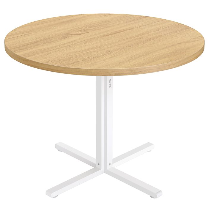 Круглий обідній стіл VASAGLE, маленький кухонний стіл для 4 осіб, сільський стиль, водостійка поверхня, діаметр 80 см, висота 74,8 см, для їдальні, вітальні, колір золотий дуб KDT082Y02