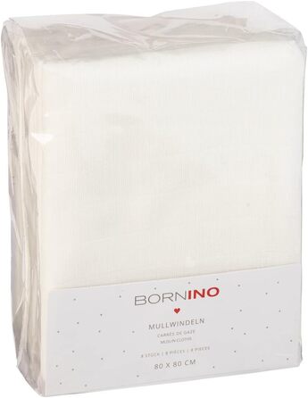 Набір муслінових пелюшок BORNINO 8 шт. , пелюшка для немовлят/дівчаток/хлопчиків, пелюшка для відрижки, пелюшка для обіймів, 80x80