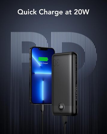 Зовнішня батарея мобільного телефону Fast Charging Power Bank USB C, зовнішня батарея зі світлодіодним дисплеєм, 4 виходи та 2 входи, сумісні з iPhone, iPad, планшетами тощо., 30000mAh, 20W PD