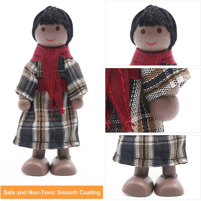 Ігровий набір із 8 дерев&39яних сімейних ляльок SumDirect, дерев&39яні ляльки для сім&39ї ляльок, дитяча іграшка для лялькового будиночка (стиль 4)