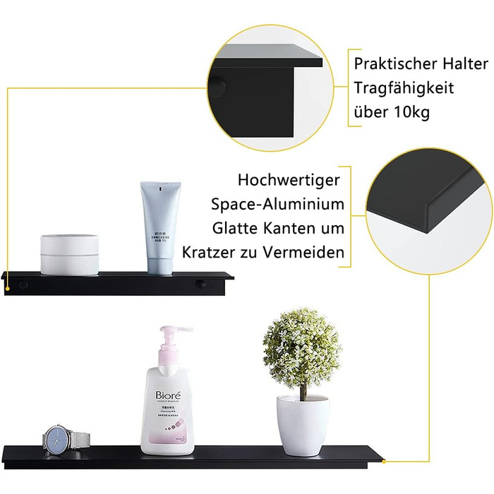 Полиця для душу Bestdon Полиця для душу без свердління, 2 шт. Полиця для ванної кімнати, Полиці для душових кошиків Алюмінієва сам