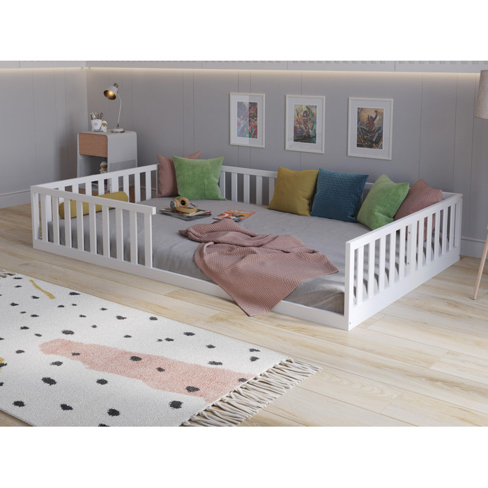 Дитяче ліжко Love For Sleep Floor Bed White 140x200 см, конструкція, зручна для дітей, дитяче ліжко Florence, дерев&39яне ліжко - ліжко Монтессорі 140x200 см з рейковою основою