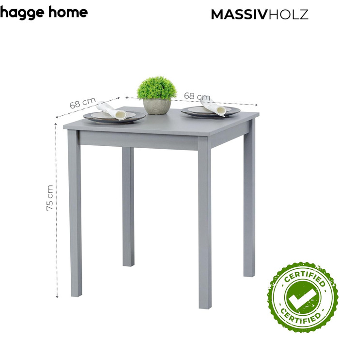 Скандинавський дерев&39яний стіл 68 x 68 см, обідній стіл, кухонний стіл, письмовий стіл, обідній стіл, стіл для домашнього офісу, стіл для дитячої кімнати, обідні столи, стіл для вітальні, стіл для навчання, маленький, сірий, 68 x 68 x 75 см