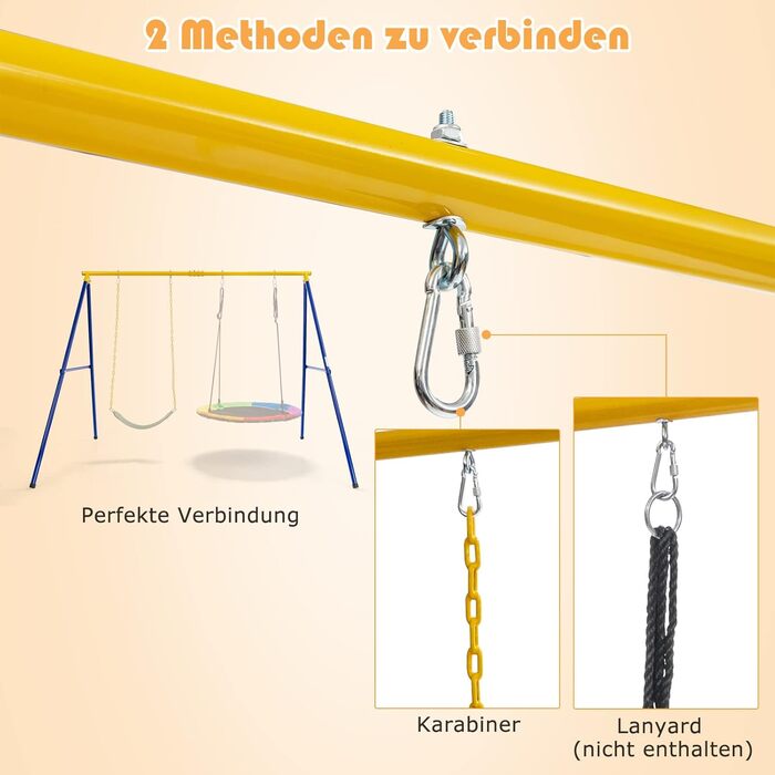 Рама для гойдалок COSTWAY, рама для гойдалок з металу з вантажопідйомністю до 300 кг, рама для гойдалок з анкером для заземлення,